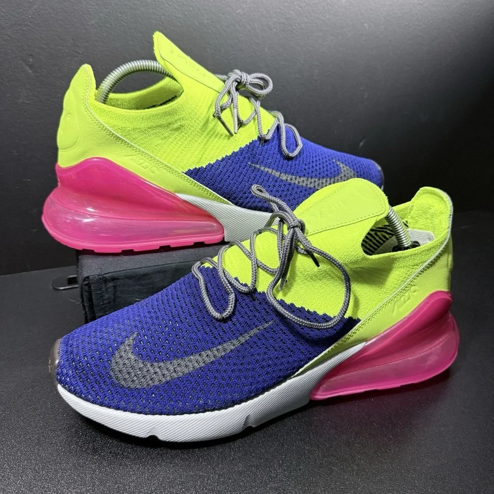 Nike Air Max 270 Flyknit Shoes Purple Volt Pink Mens Size 10 Shoe AO1023-501‎ - Picture 4 of 16